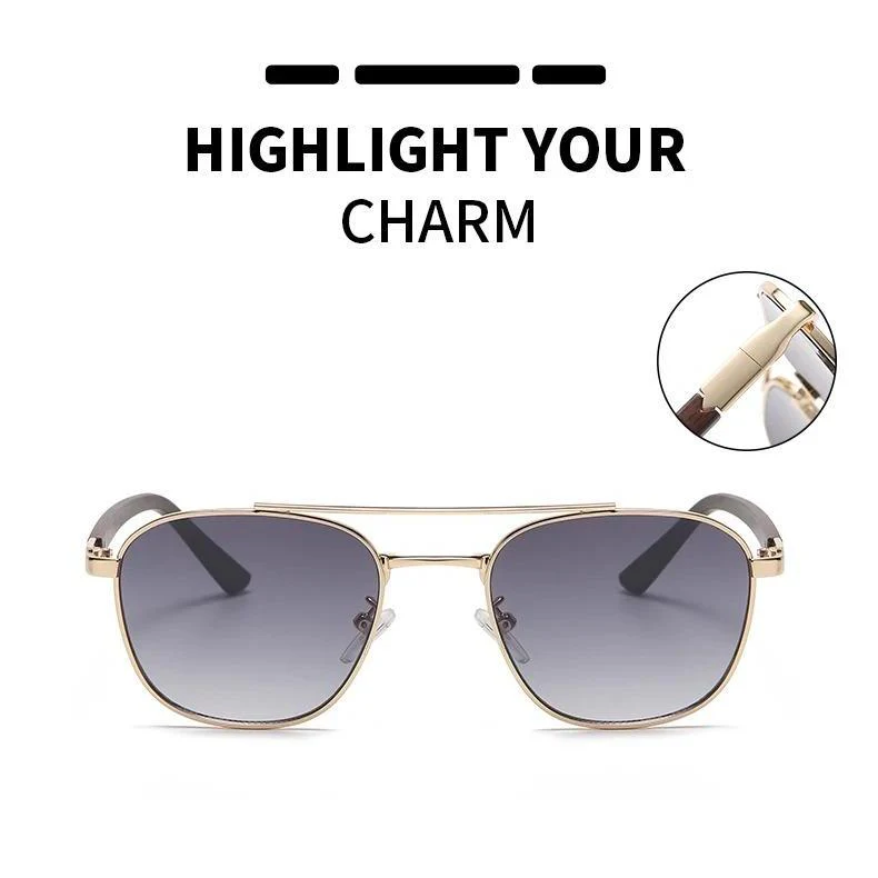 Vintage Oval Sunglasses with Wooden Frames for Women - Image 8