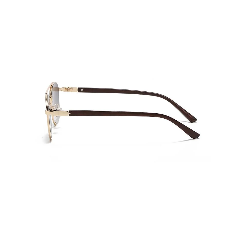 Vintage Oval Sunglasses with Wooden Frames for Women - Image 9