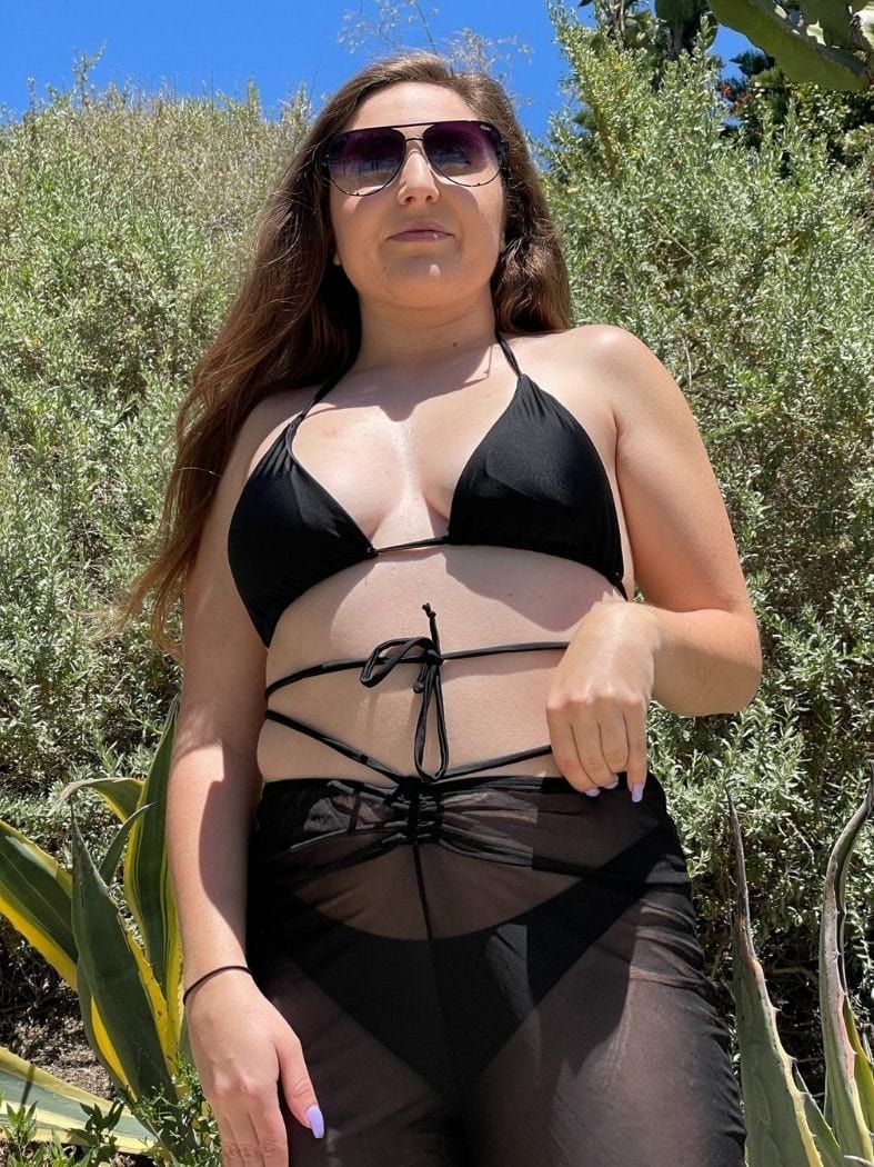 Triangle Halter High Rise Bikini & Waist Tying Cover-Up Pants Set - Image 4