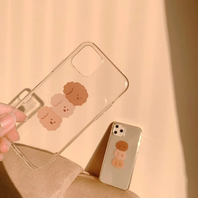 Triple Brown Poodles Clear Phone Case - Image 2