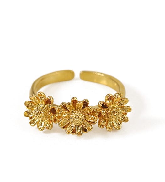 Triple Daisy Adjustable Gold Ring - Image 3