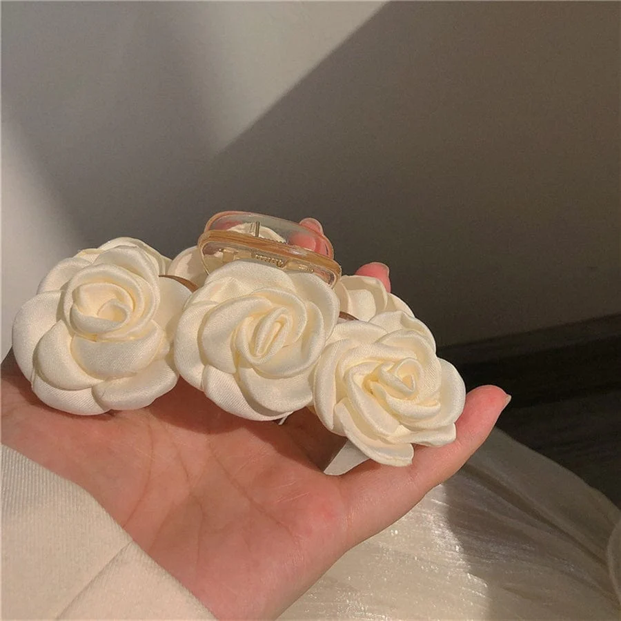 Triple Fabric Rose Hair Clip - Image 3