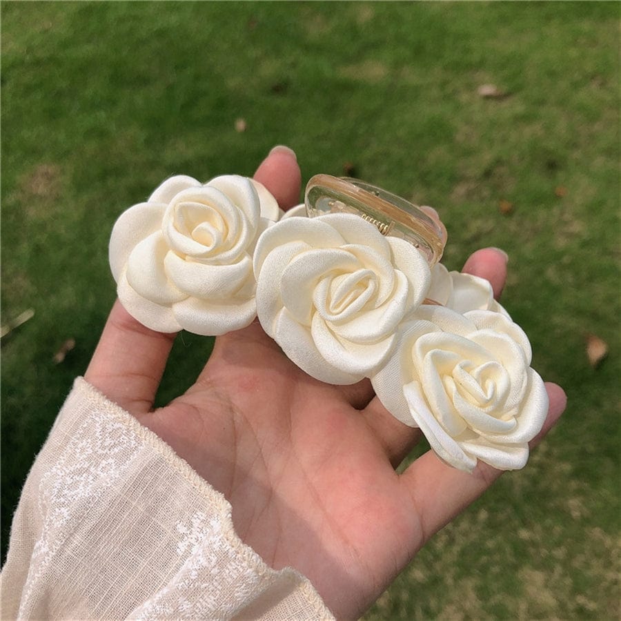 Triple Fabric Rose Hair Clip - Image 4