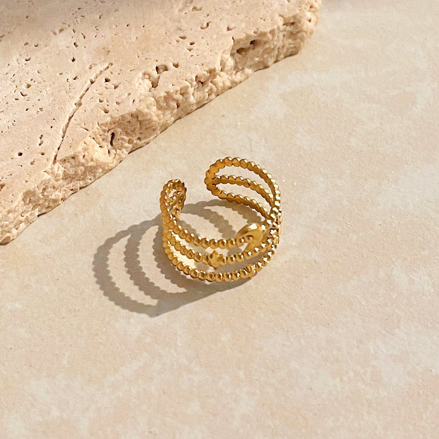 Triple Layered Moon & Sun 18k Gold-Plated Ring - Image 3