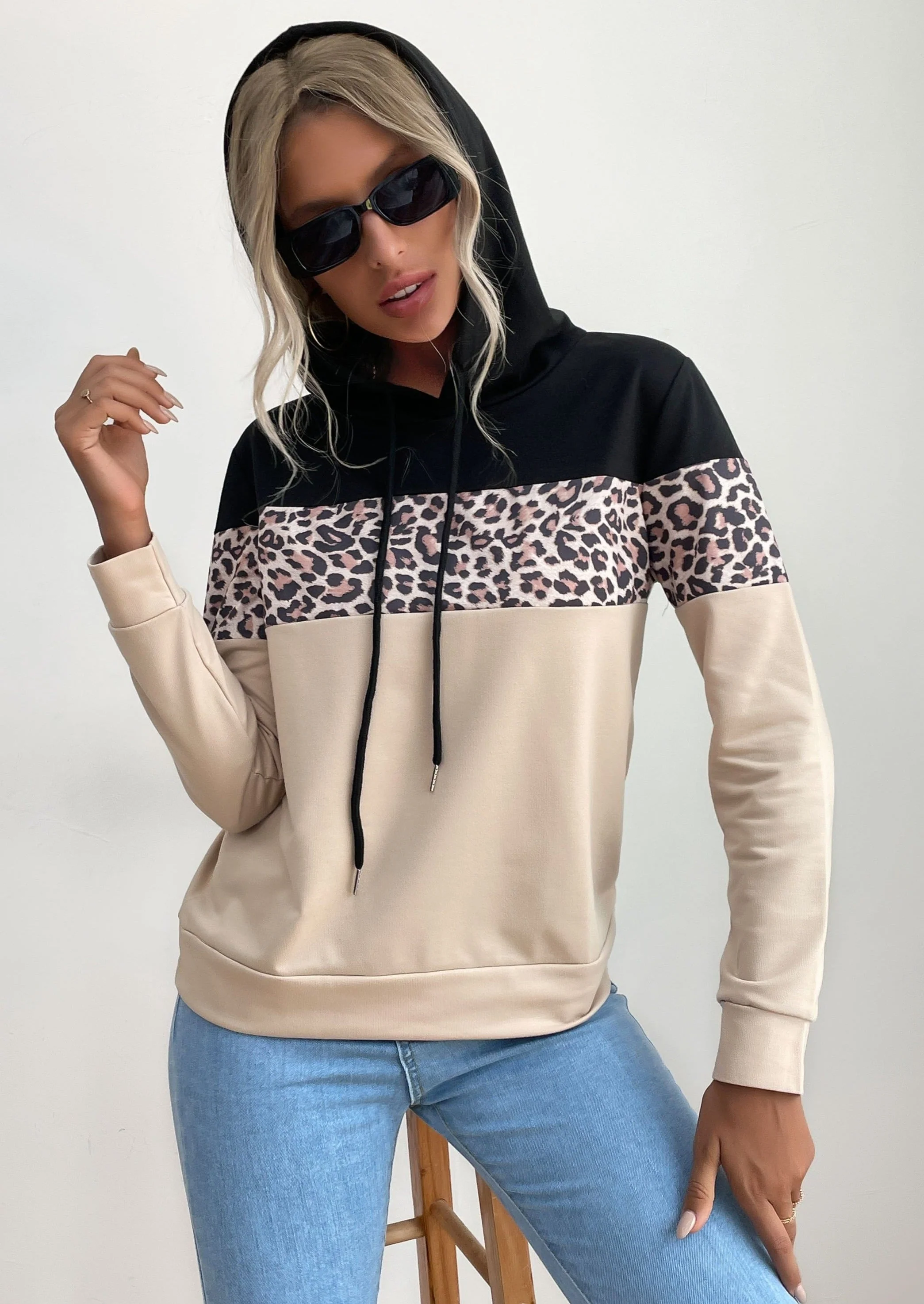 Triple Tone Leopard Print Hoodie - Image 2