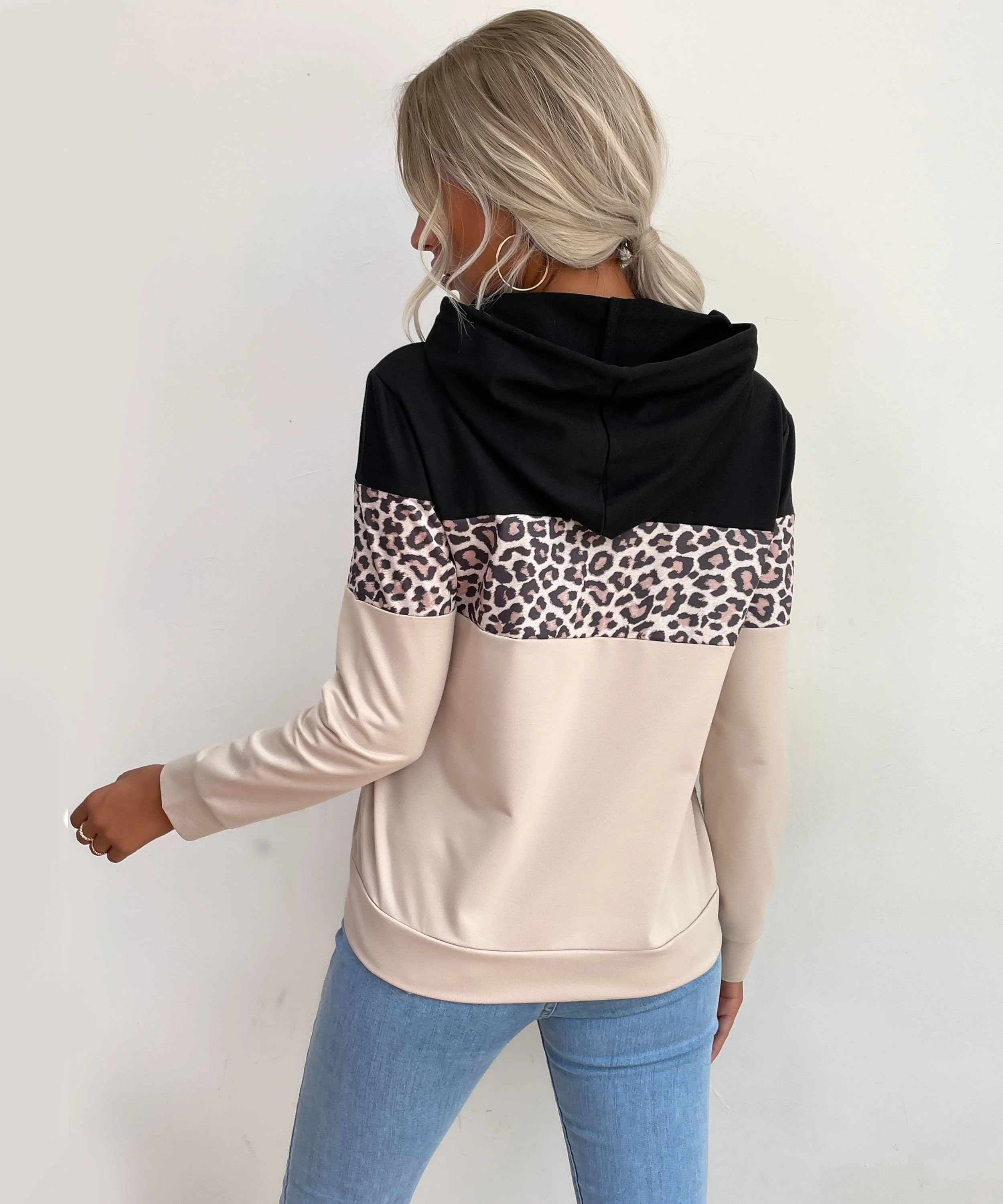 Triple Tone Leopard Print Hoodie - Image 5