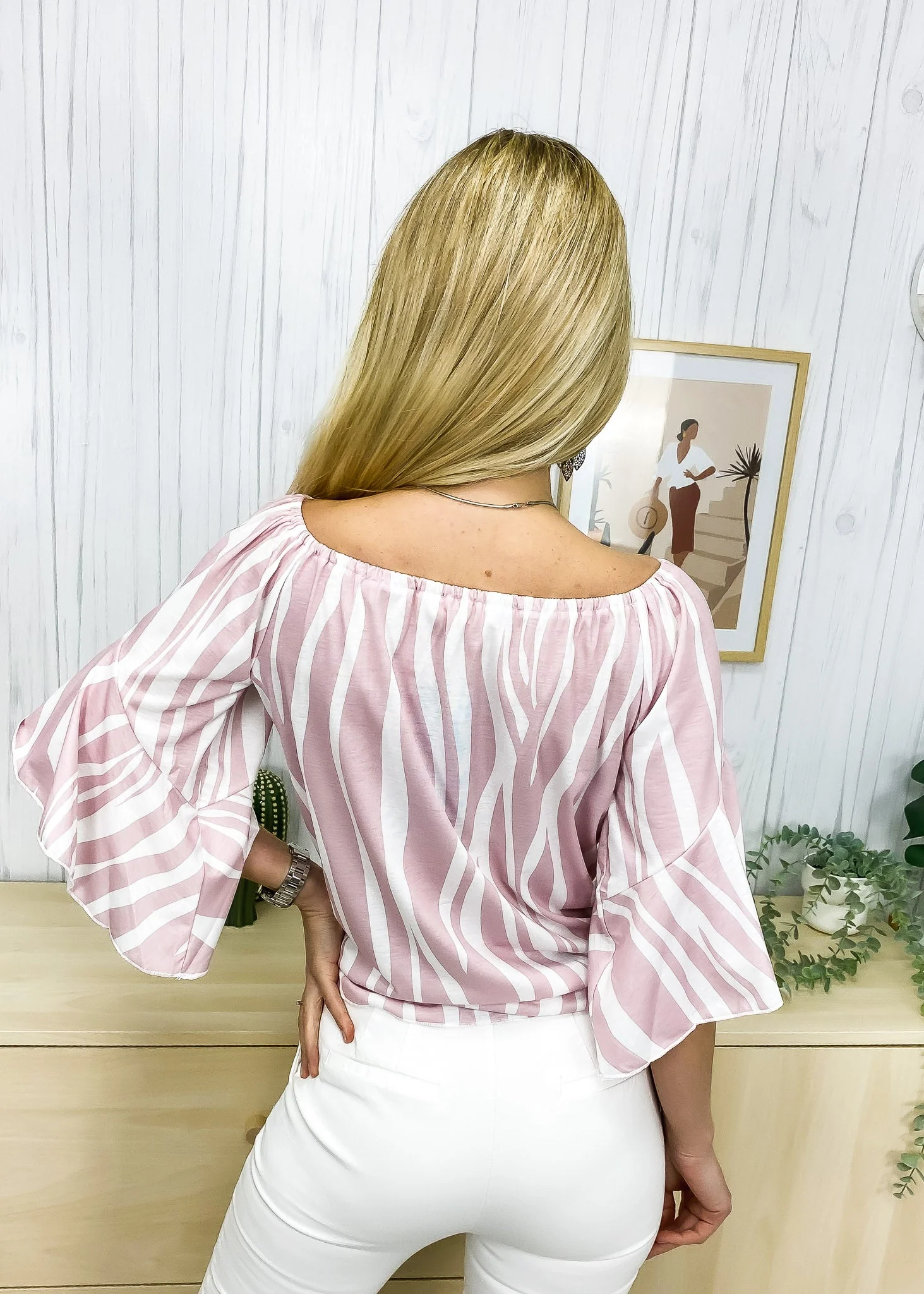 Trumpet Sleeve Tie-Front Blouse - Image 2