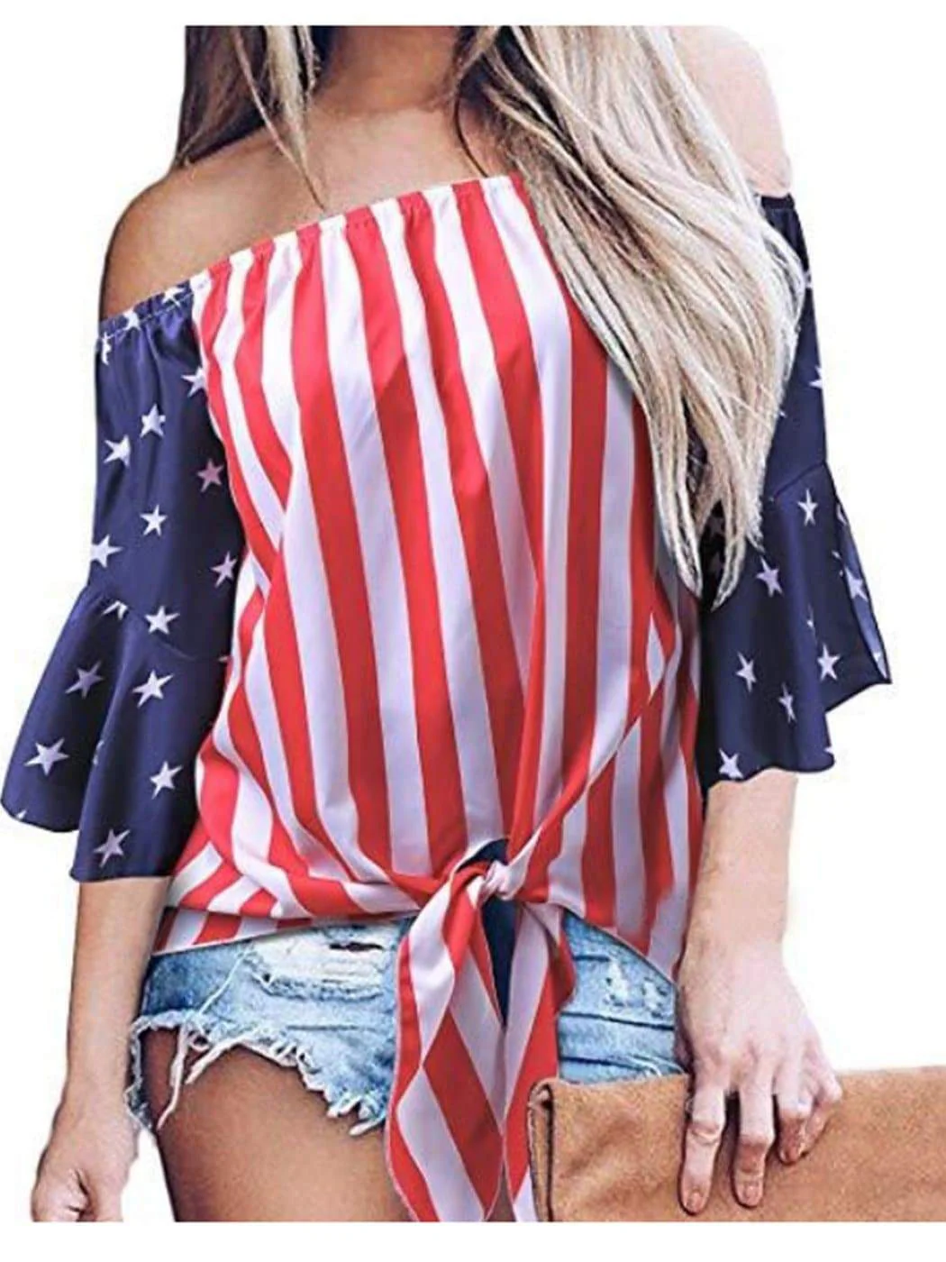 Trumpet Sleeve Tie-Front Blouse - Image 9