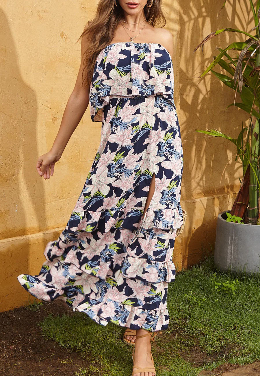 Tube Layered Floral Print Dress - Image 21
