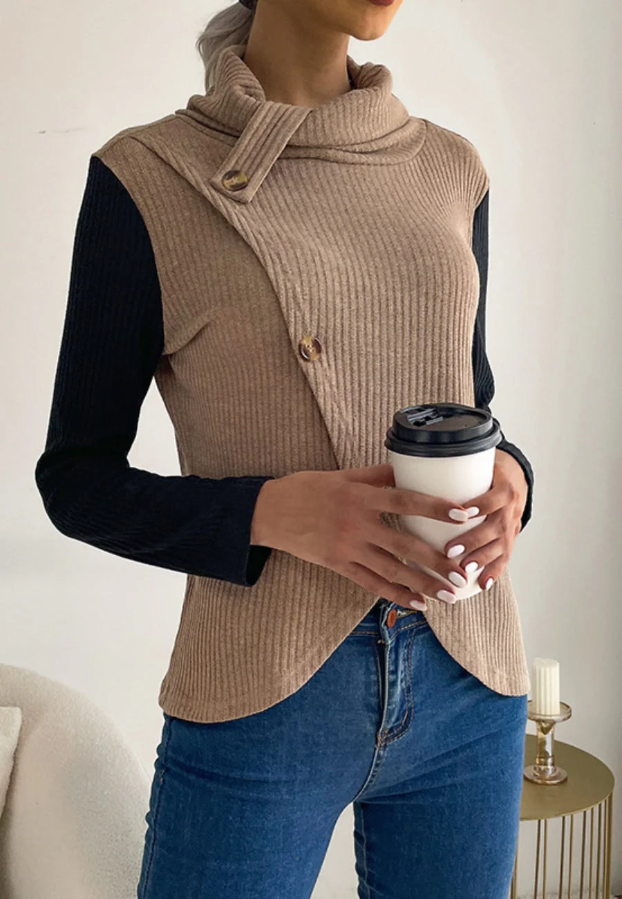 Turtleneck Overlap Sweater Vest - Image 2