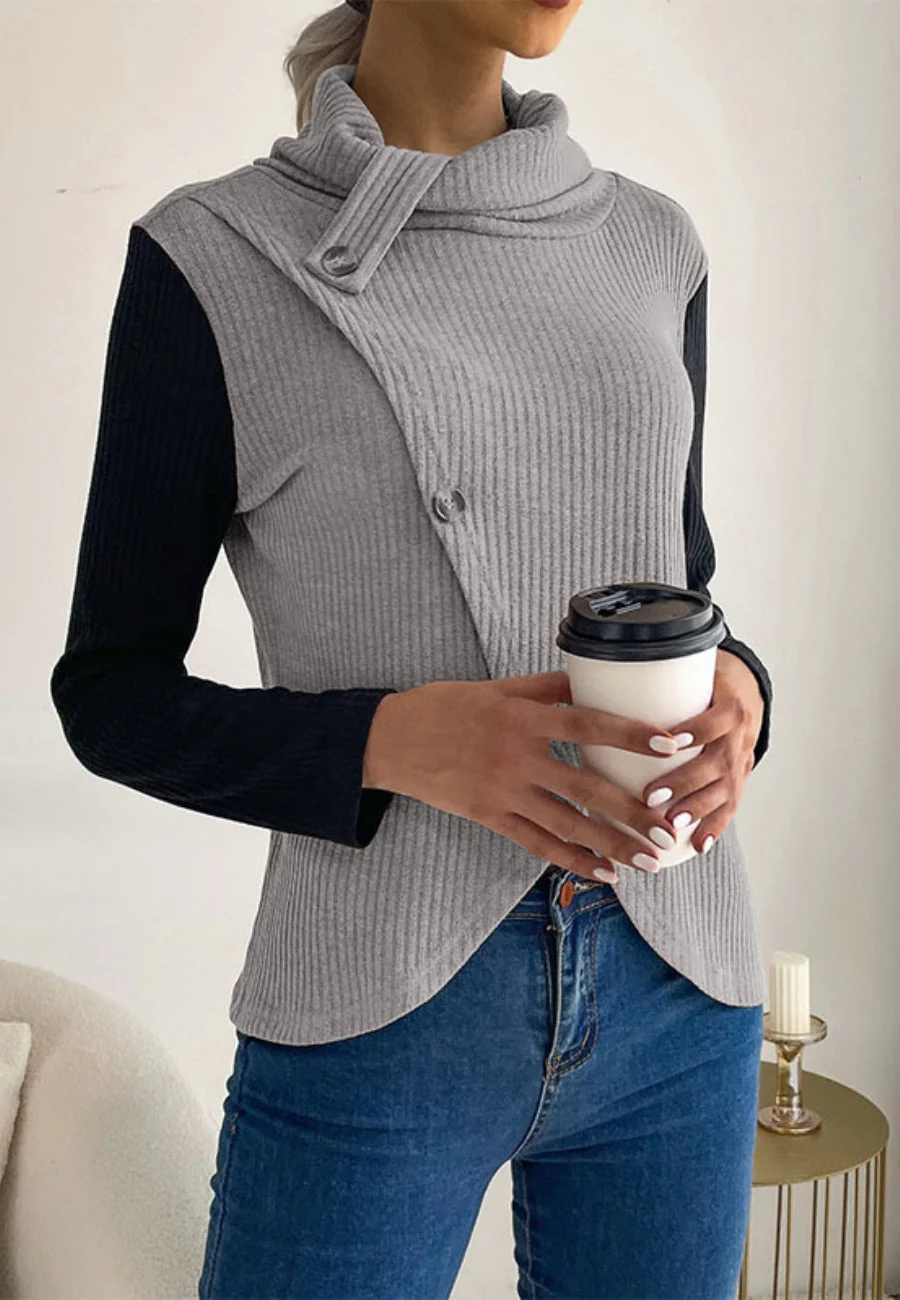 Turtleneck Overlap Sweater Vest - Image 4