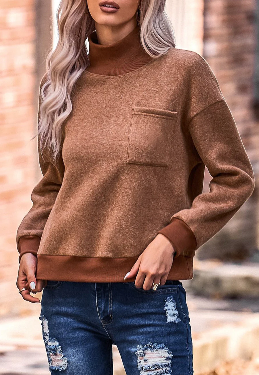 Turtleneck Patch Pocket Sweater - Image 3