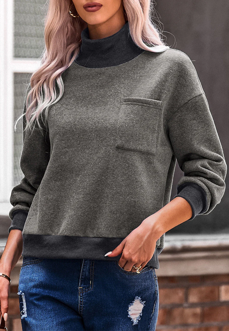 Turtleneck Patch Pocket Sweater - Image 6