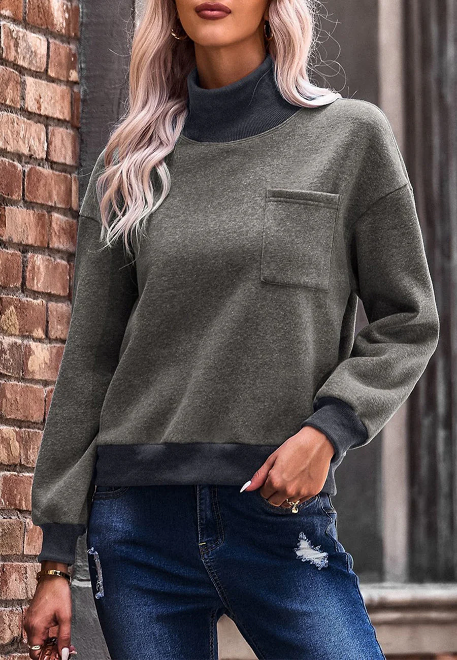 Turtleneck Patch Pocket Sweater - Image 9