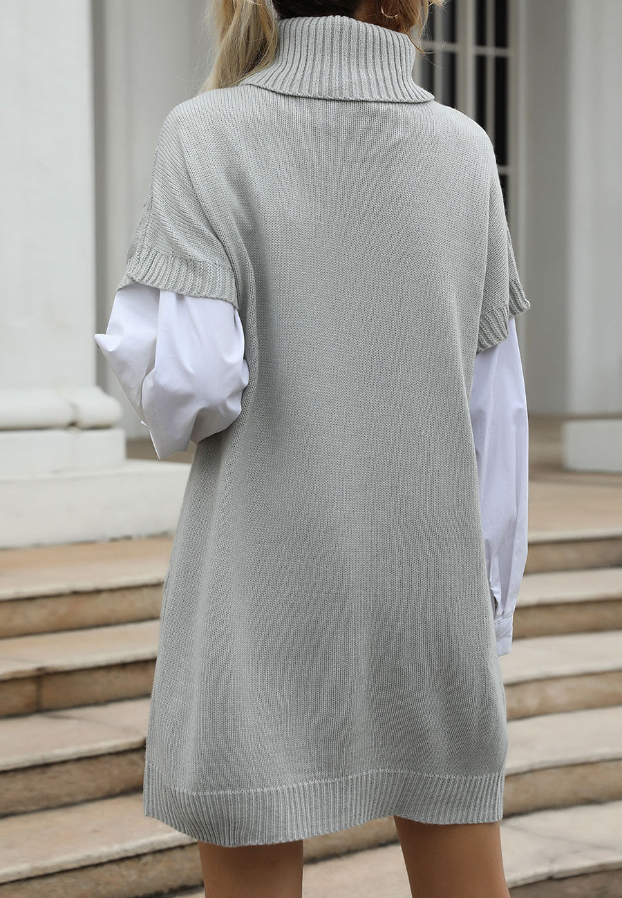 Turtleneck Short Sleeve Sweater Dress - Image 4