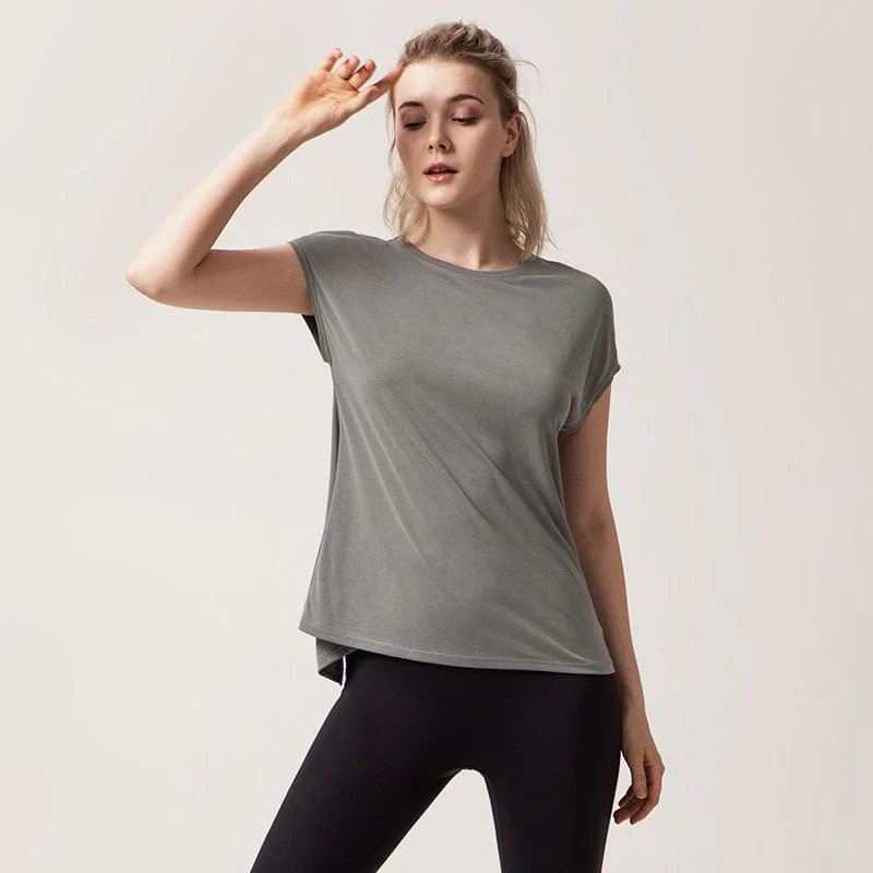 Twist Back Cut Out Short Sleeve Active Shirt - Image 8
