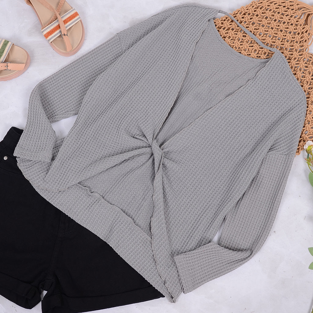 Twist Back Waffle Knit Sweater - Image 5