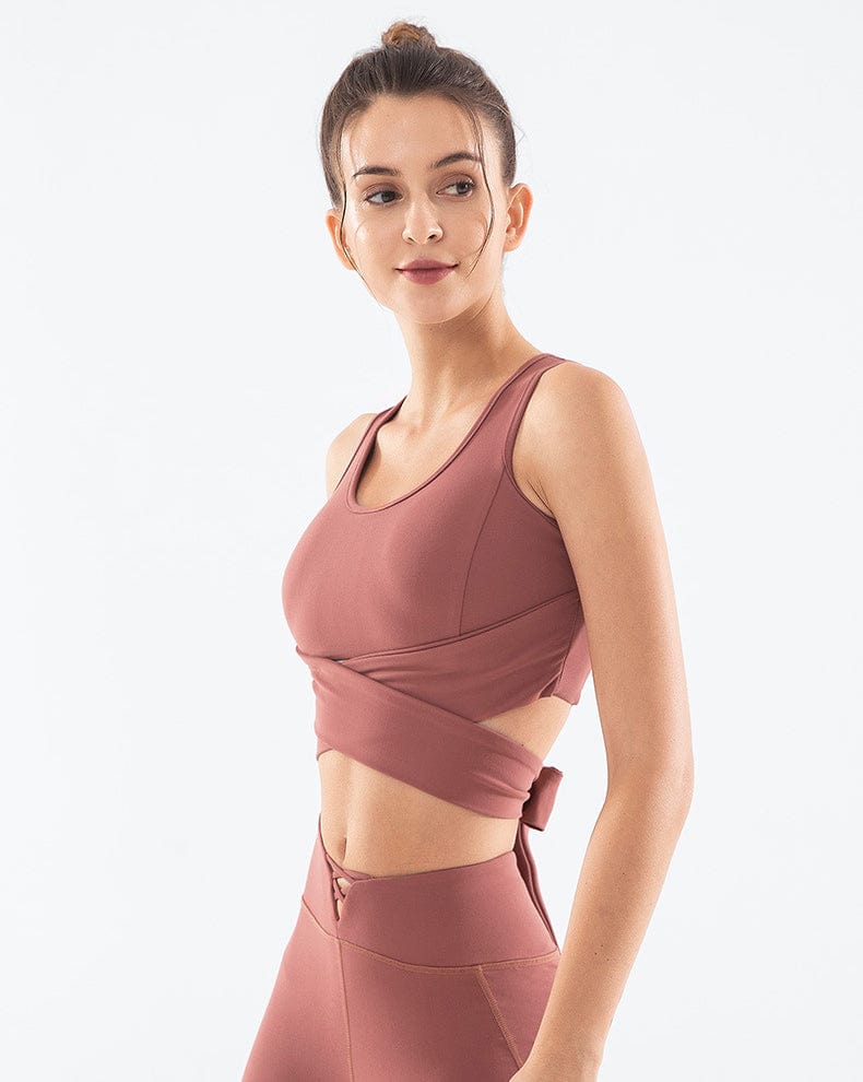 Twist Bow Tie Open Back Sports Bra Tank - Image 3