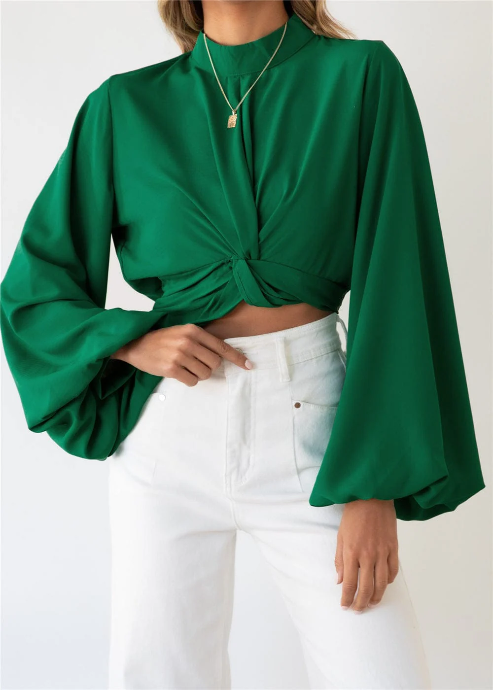 Twist Front Bishop Sleeve Blouse - Image 12