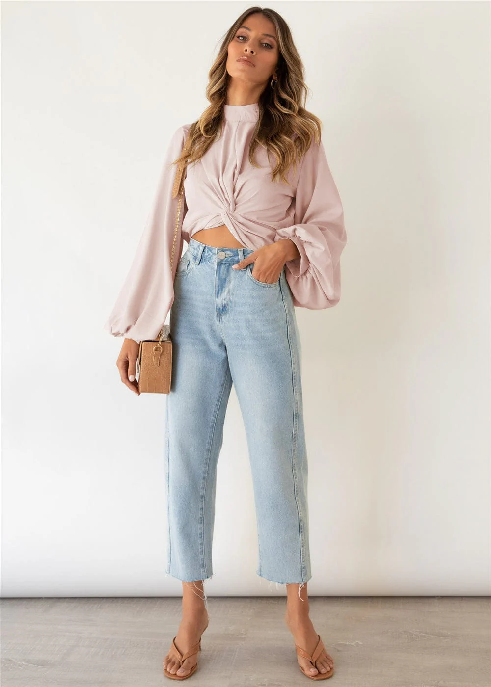 Twist Front Bishop Sleeve Blouse - Image 14