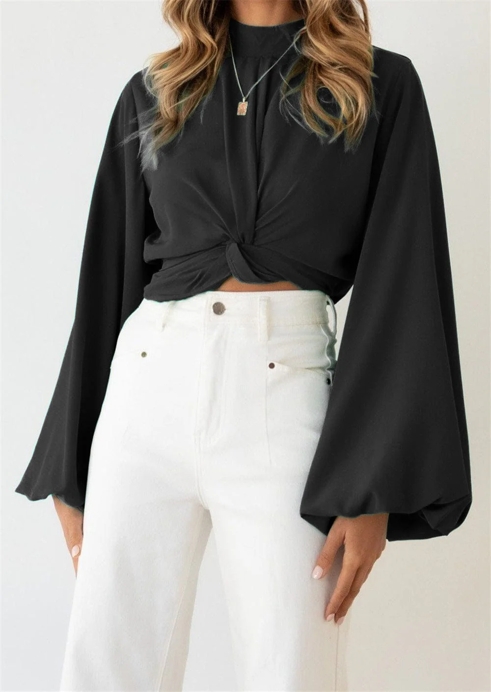 Twist Front Bishop Sleeve Blouse - Image 3