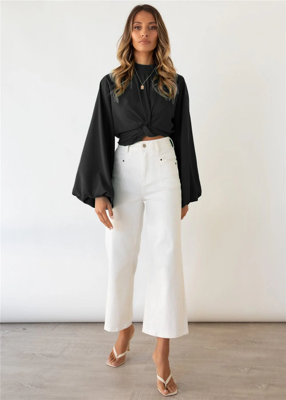 Twist Front Bishop Sleeve Blouse - Image 4
