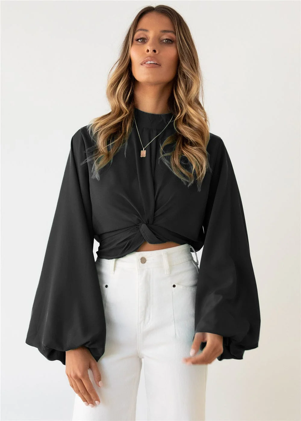 Twist Front Bishop Sleeve Blouse - Image 5