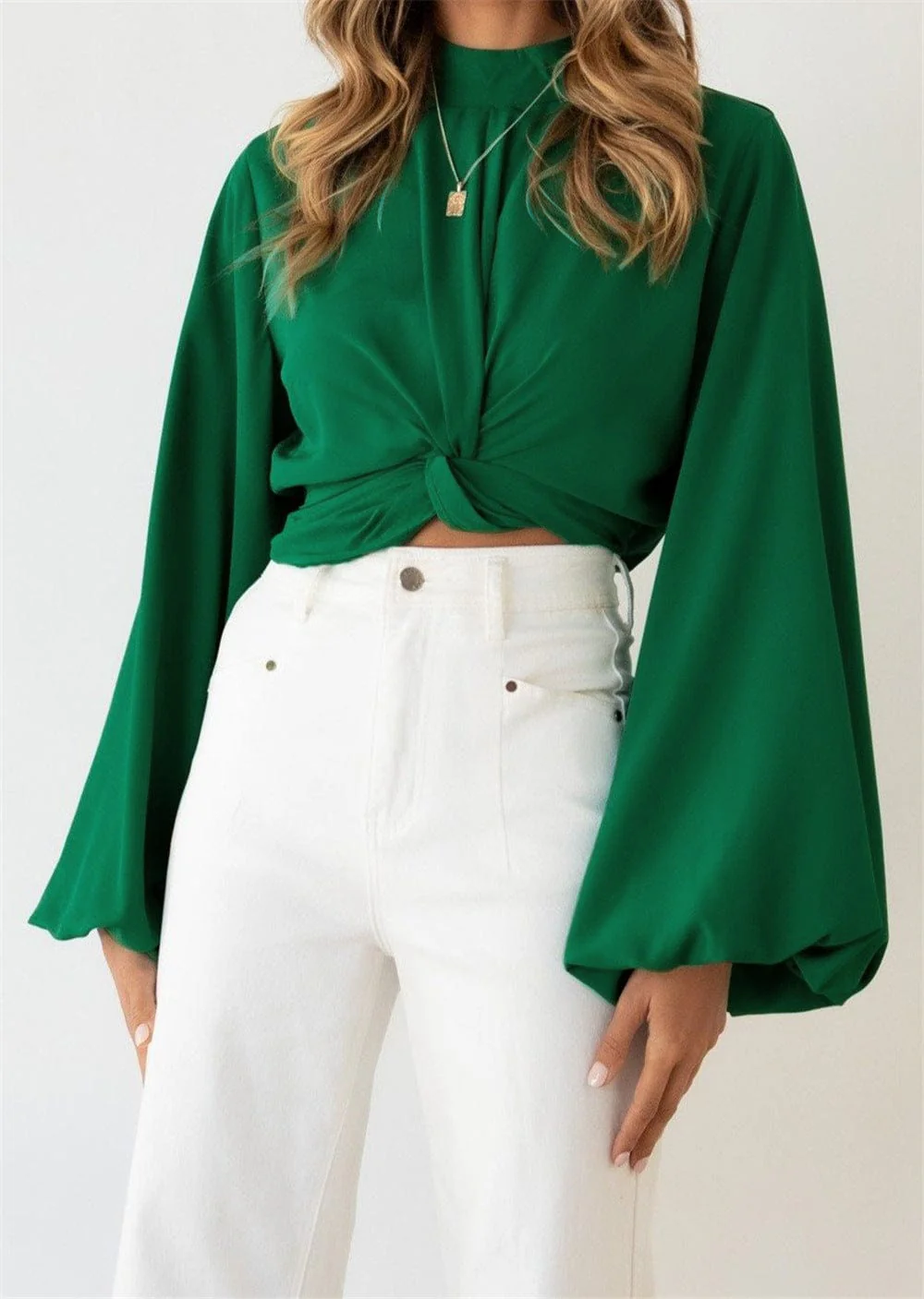 Twist Front Bishop Sleeve Blouse - Image 8