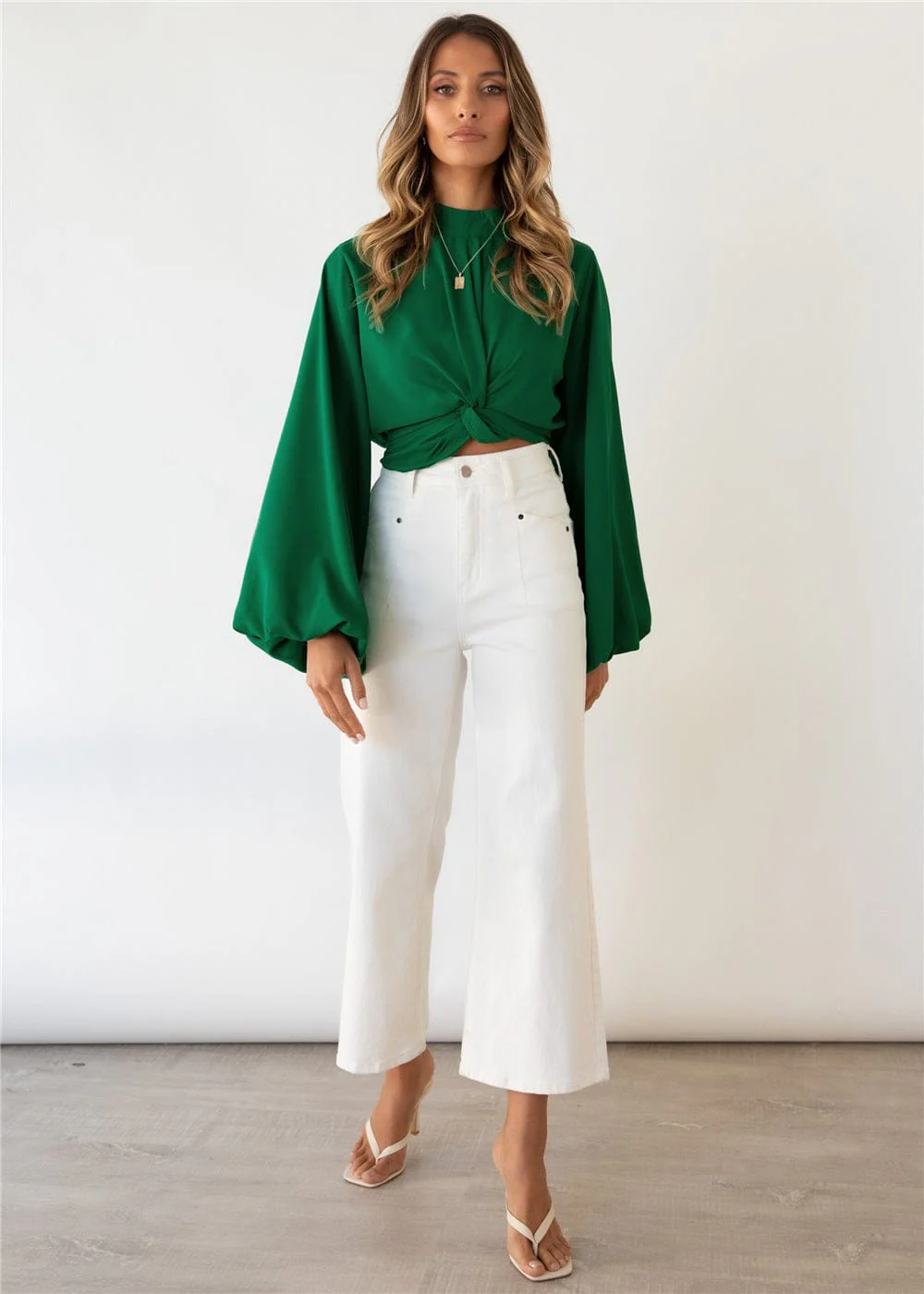Twist Front Bishop Sleeve Blouse - Image 9