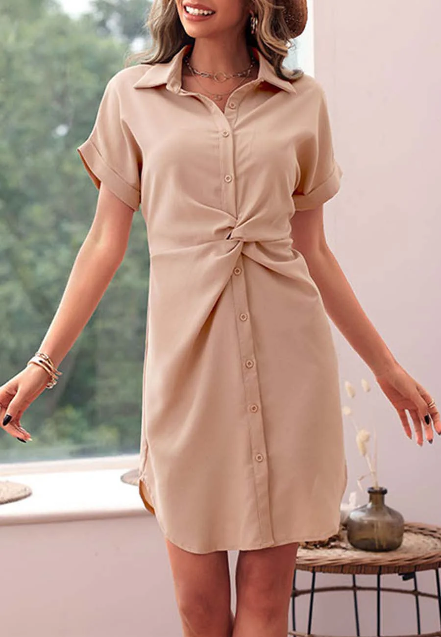 Twist Front Button Down Dress - Image 3
