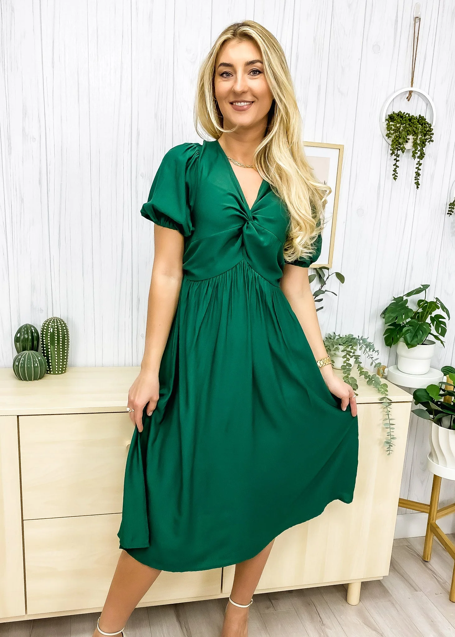 Twist Front Puff Sleeve Dress - Image 4