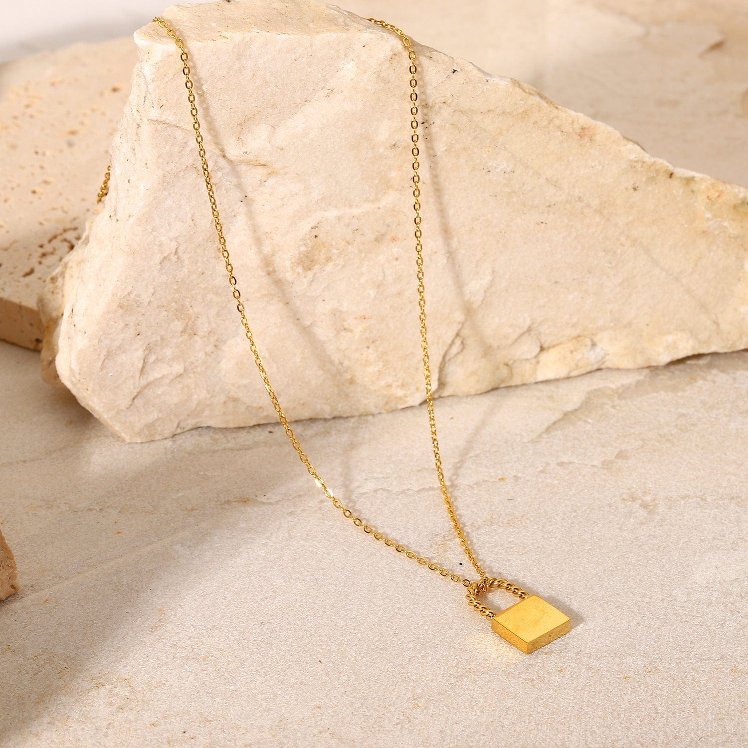 Twist Lock Pendant 18k Gold Plated Necklace - Image 2