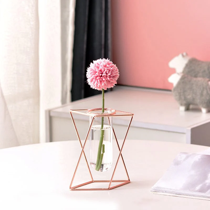 Twisting Iron Flower Vase with Glass Test Tube Design - Image 9