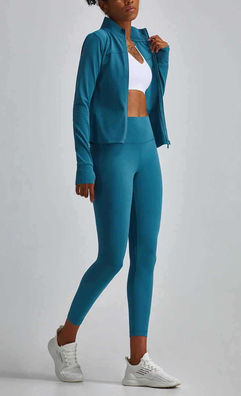 Two-Piece Jacket & High-Rise Leggings Set - Image 10