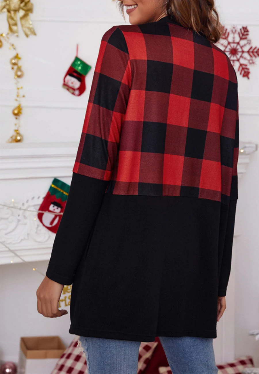 Two Tone Buffalo Plaid Cardigan - Image 12