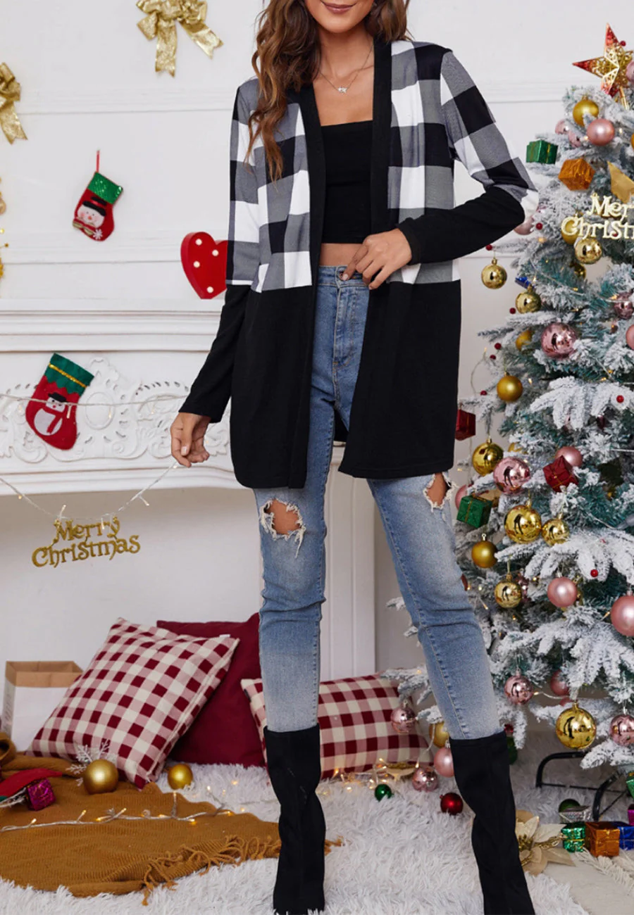 Two Tone Buffalo Plaid Cardigan - Image 5