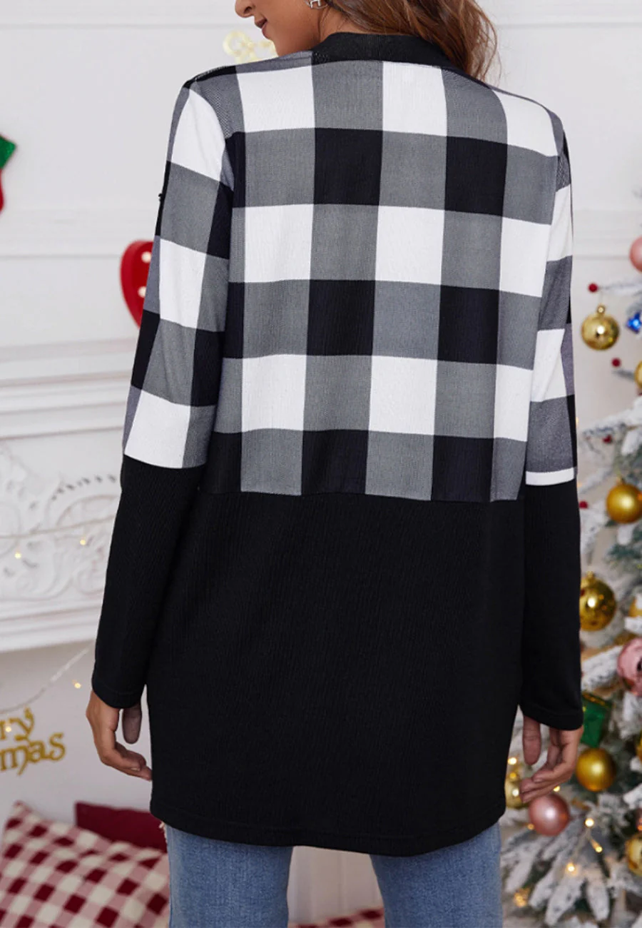 Two Tone Buffalo Plaid Cardigan - Image 7