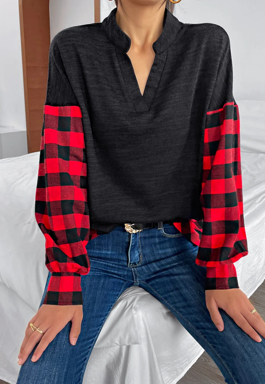 Two Tone Buffalo Plaid Sweater - Image 2