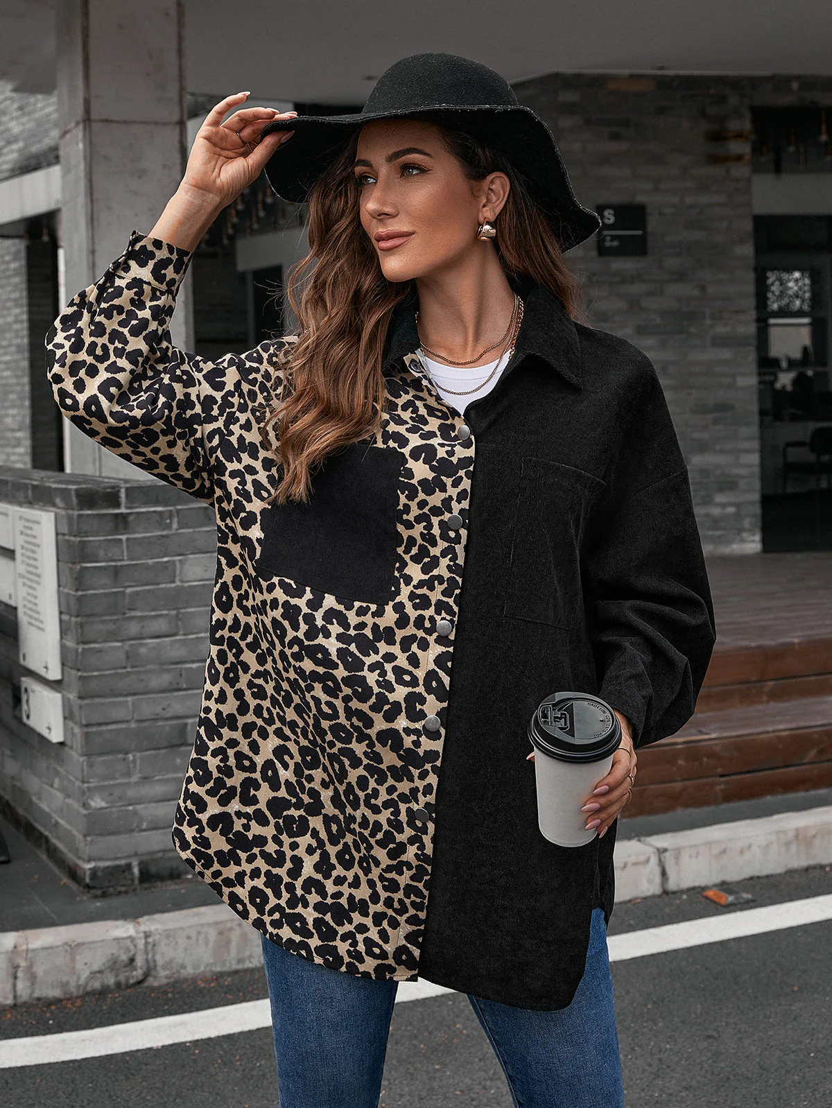 Two Tone Button Up Blouse - Image 10