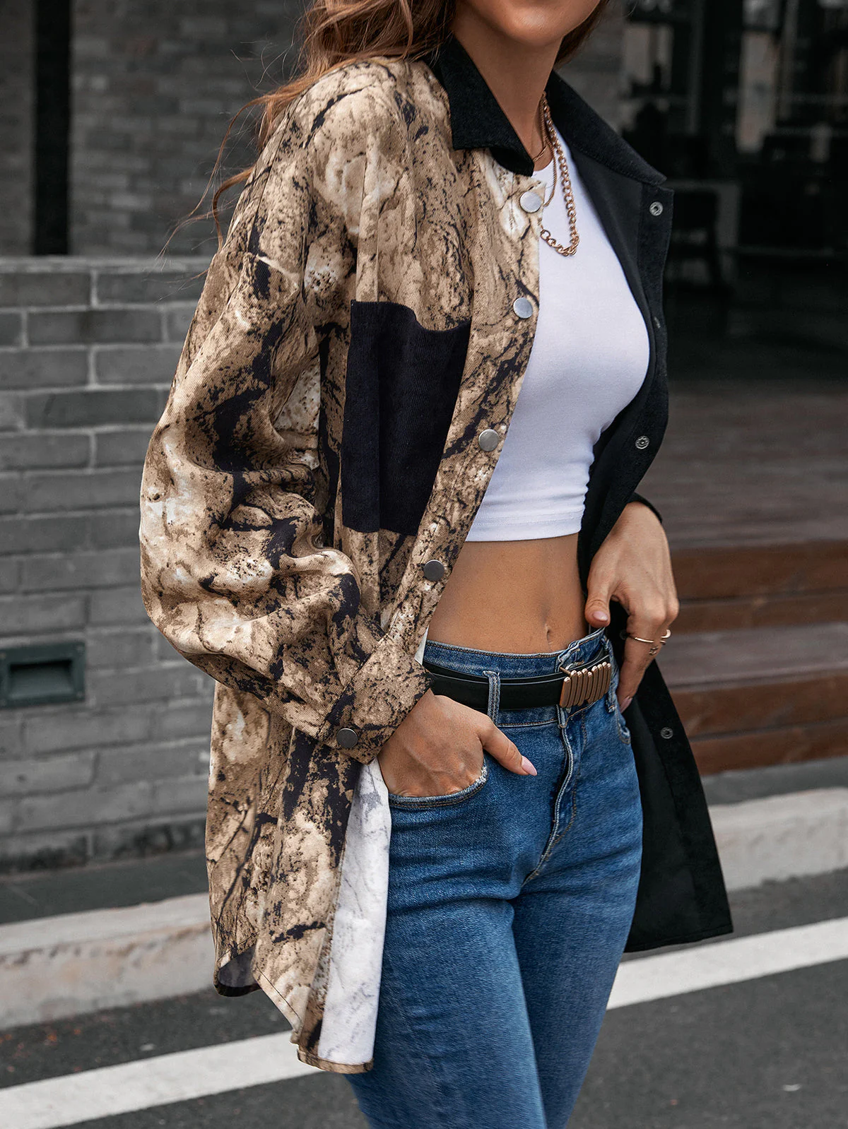 Two Tone Button Up Blouse - Image 14