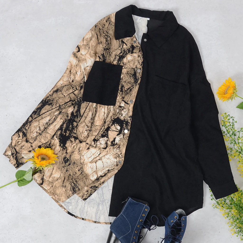 Two Tone Button Up Blouse - Image 16
