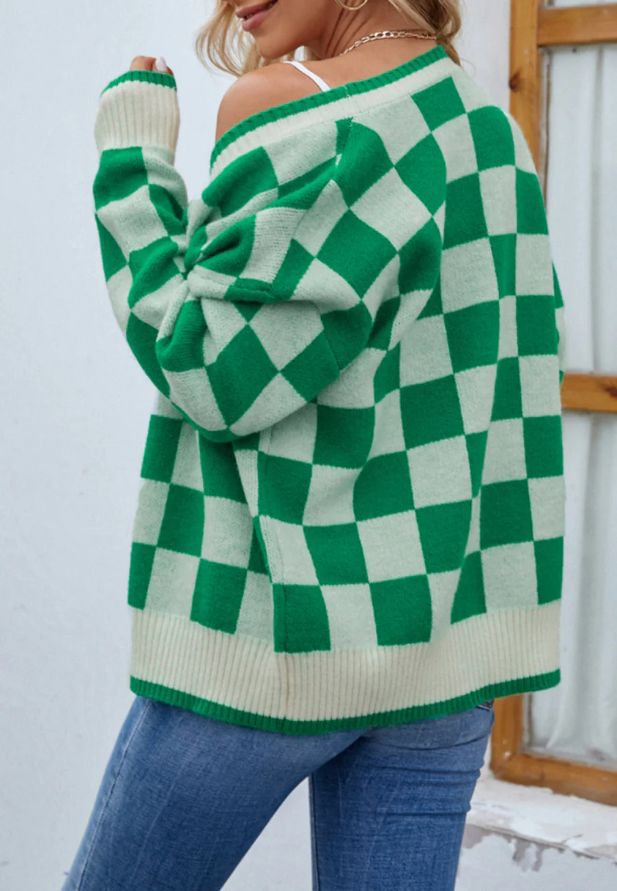 Two Tone Checkered Cardigan - Image 10