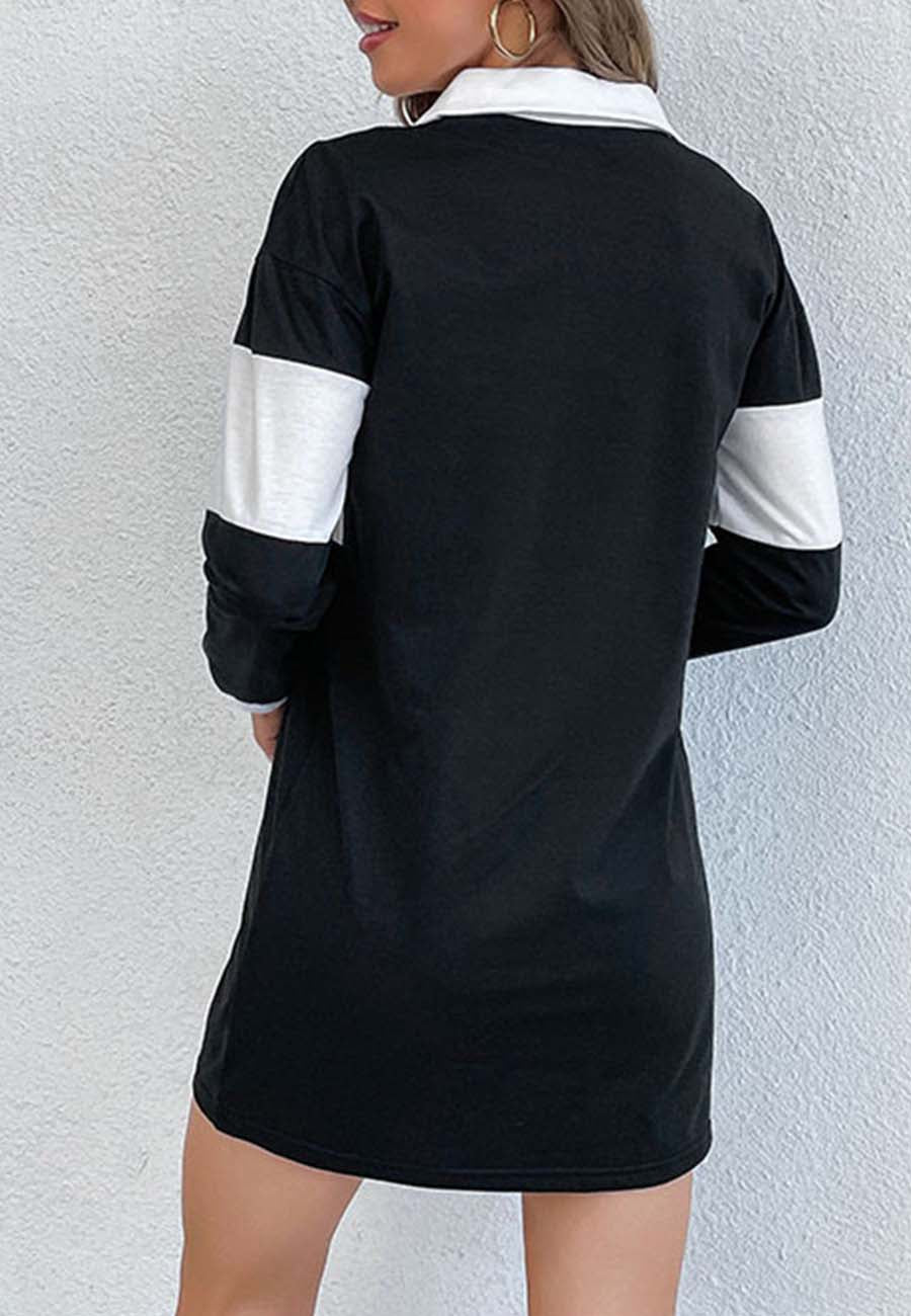 Two Tone Collared Shirt Dress - Image 4