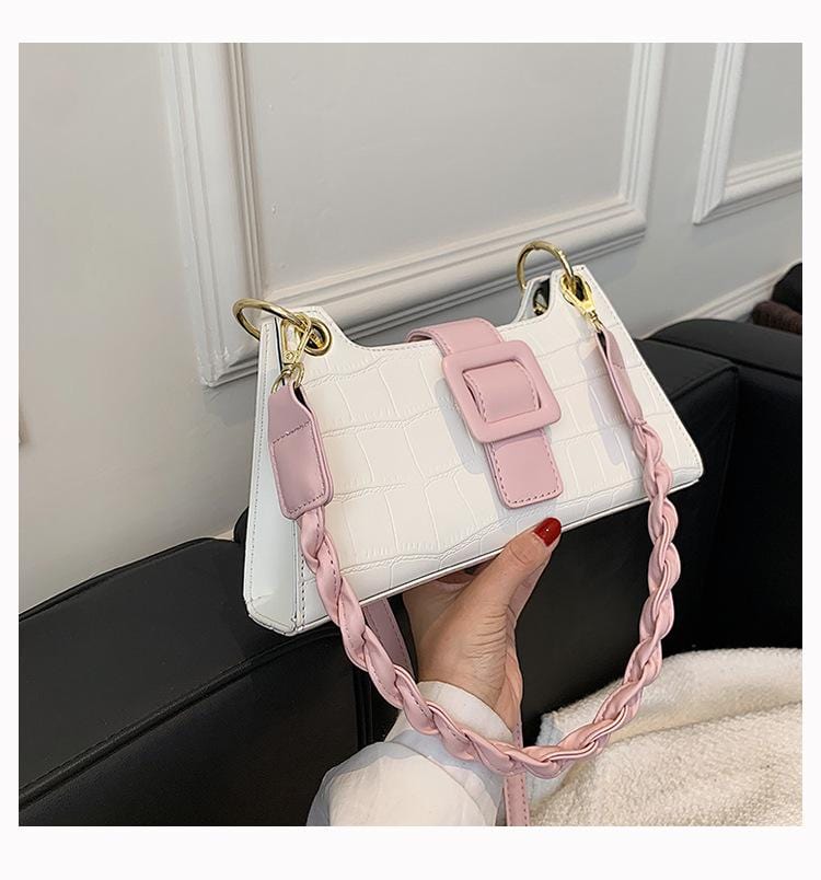 Two Tone Croc Shoulder Bag - Image 10
