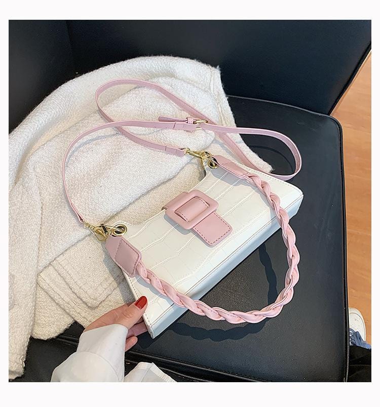 Two Tone Croc Shoulder Bag - Image 13