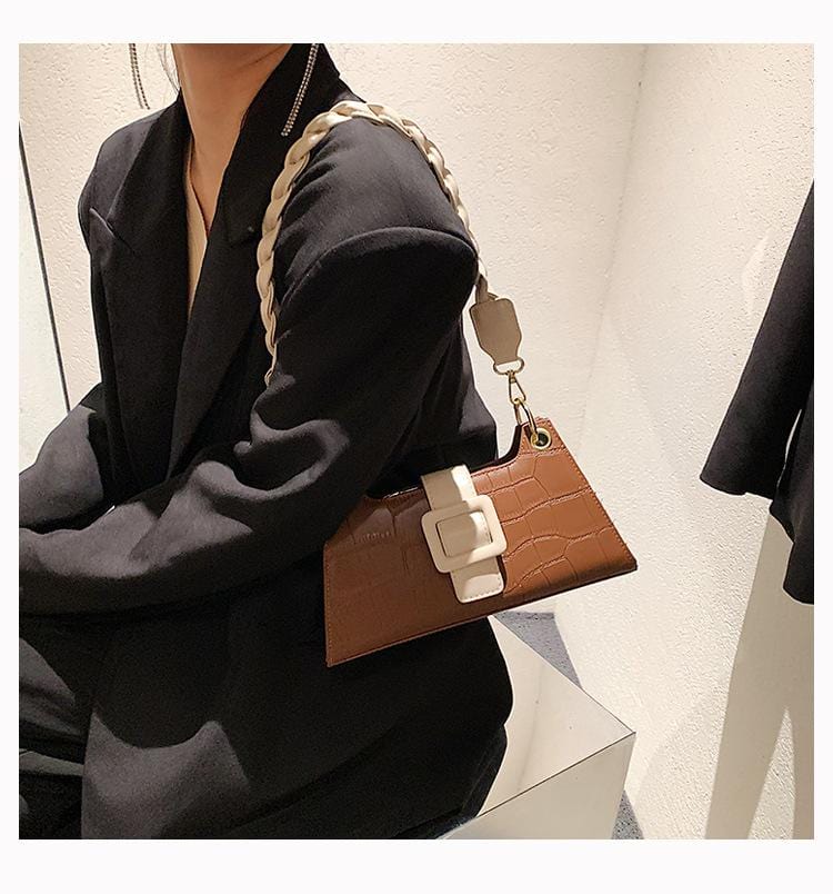 Two Tone Croc Shoulder Bag - Image 16
