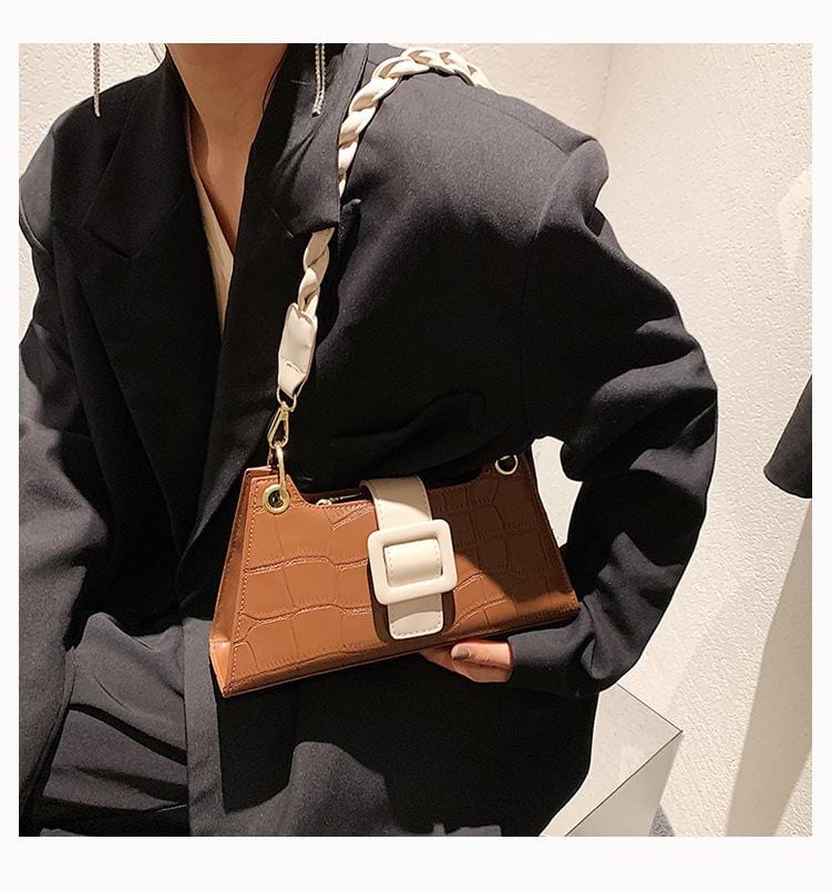Two Tone Croc Shoulder Bag - Image 19