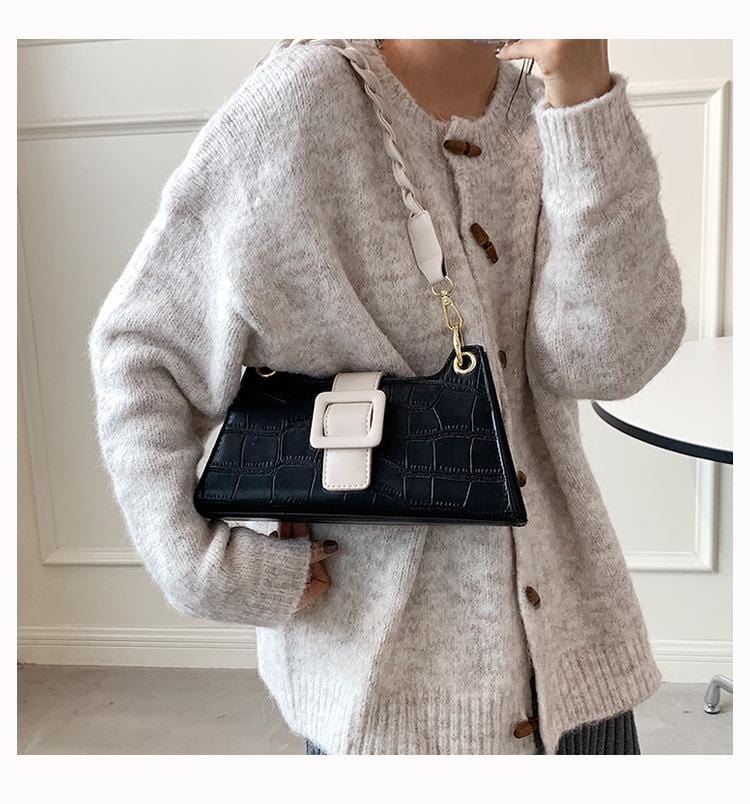 Two Tone Croc Shoulder Bag - Image 6