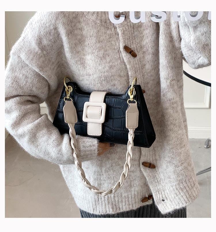 Two Tone Croc Shoulder Bag - Image 7