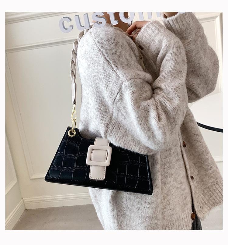 Two Tone Croc Shoulder Bag - Image 8